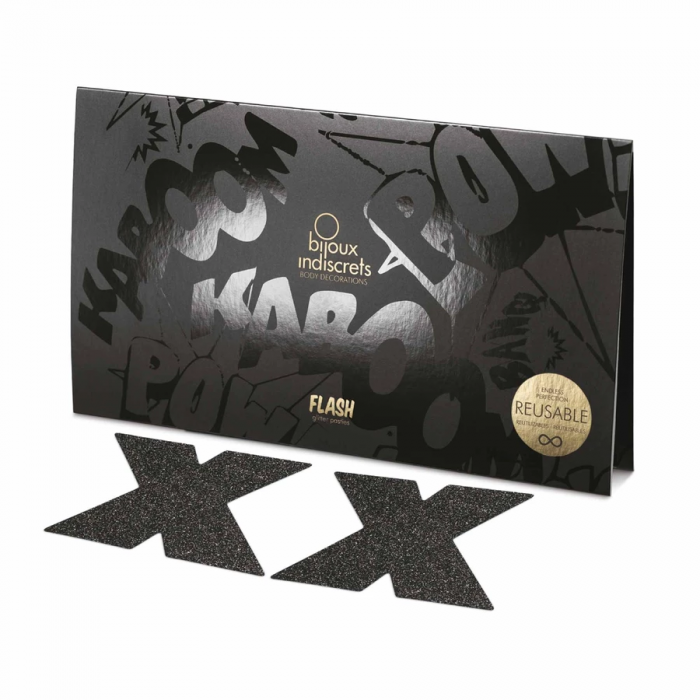 Flash - ozdoby na bradavky - kříže - černá