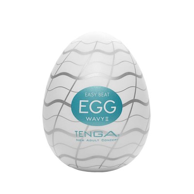 Pánský masturbátor vajíčko Tenga Egg Wavy II - uvnitř bílá, obal tyrkysová
