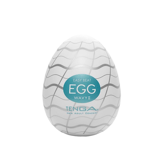 Pánský masturbátor vajíčko Tenga Egg Wavy II - uvnitř bílá, obal tyrkysová