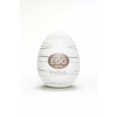 Pánský masturbátor vajíčko Tenga Egg Silky - uvnitř bílá, obal hnědá